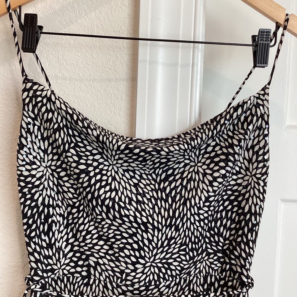 White House Black Market Strappy Sleeveless Cocktail Mini Dress XS Black White - Picture 2 of 9